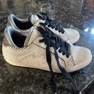 Zadig and Voltaire Neo Keith Flash leather snakeskin sneakers white size 38.